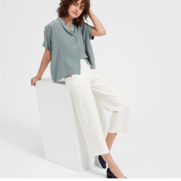 Everlane NWT white high waisted classy pants wide leg - Picture 1 of 10